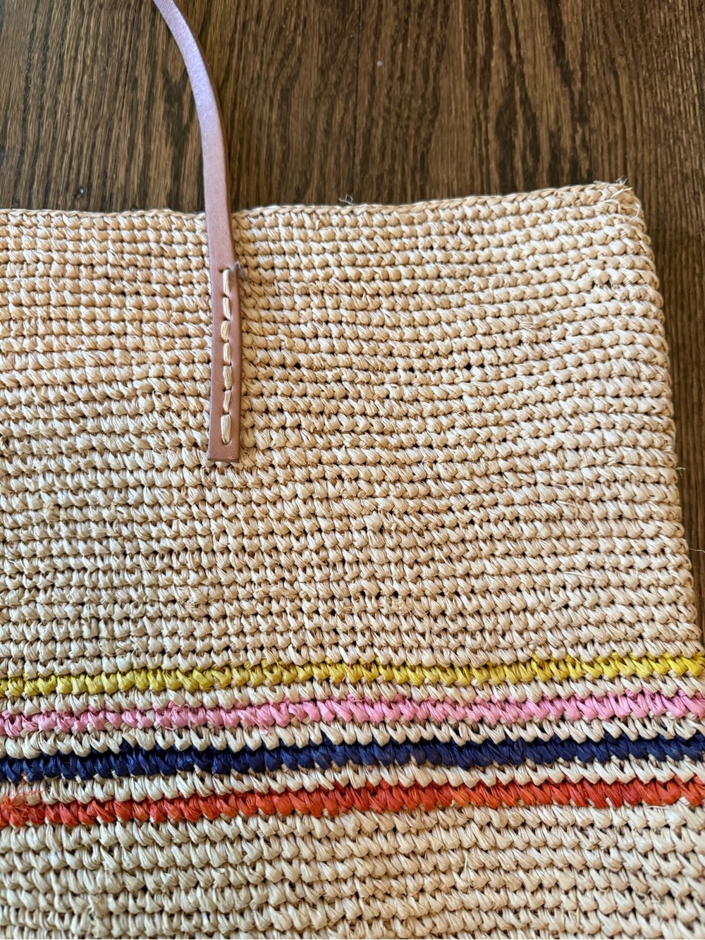 Velvet by Graham and Spencer Woven Straw Tote Bag with Multicolor Stripe Ez Fix - Picture 3 of 11